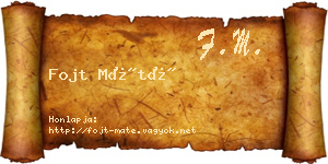 Fojt Máté névjegykártya